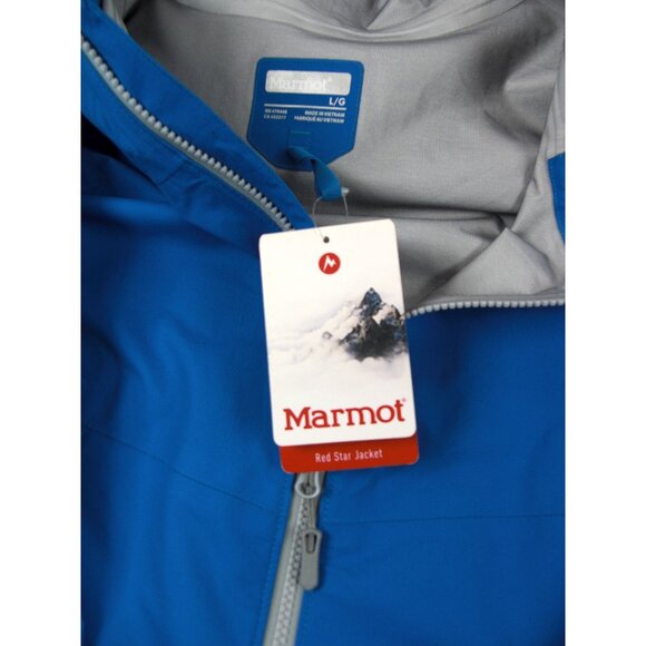Marmot Red Star Rain Jacket Blue Size L adjustable hood NWT - Picture 4 of 9